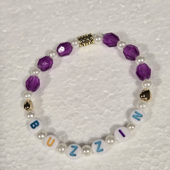Buzzin Kids Beaded Bracelet - Purple and Gold - Picture 6 of 7